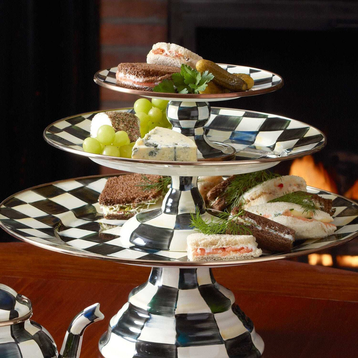 Courtly Check Mini Pedestal Platter by Mackenzie-Childs