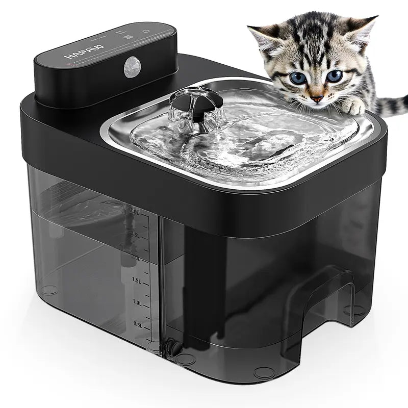 Smart Cat Water Fountain - 3L Clean Tank Keeps Water Fresh, Easy-Rinse Separate Tanks Simplify Upkeep, Filter-Free, 2 Flow Modes, Cordless 5000mAh, App Control for Multi-Cat Homes & Busy Owners