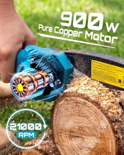 Mini Chainsaw, 6-inch Mini Chainsaw Cordless, Handheld Electric Power Chain Saw with 2 Batteries, for Tree Trimming Wood Cutting, Best Gifts for Father, Dad, Husband, Men