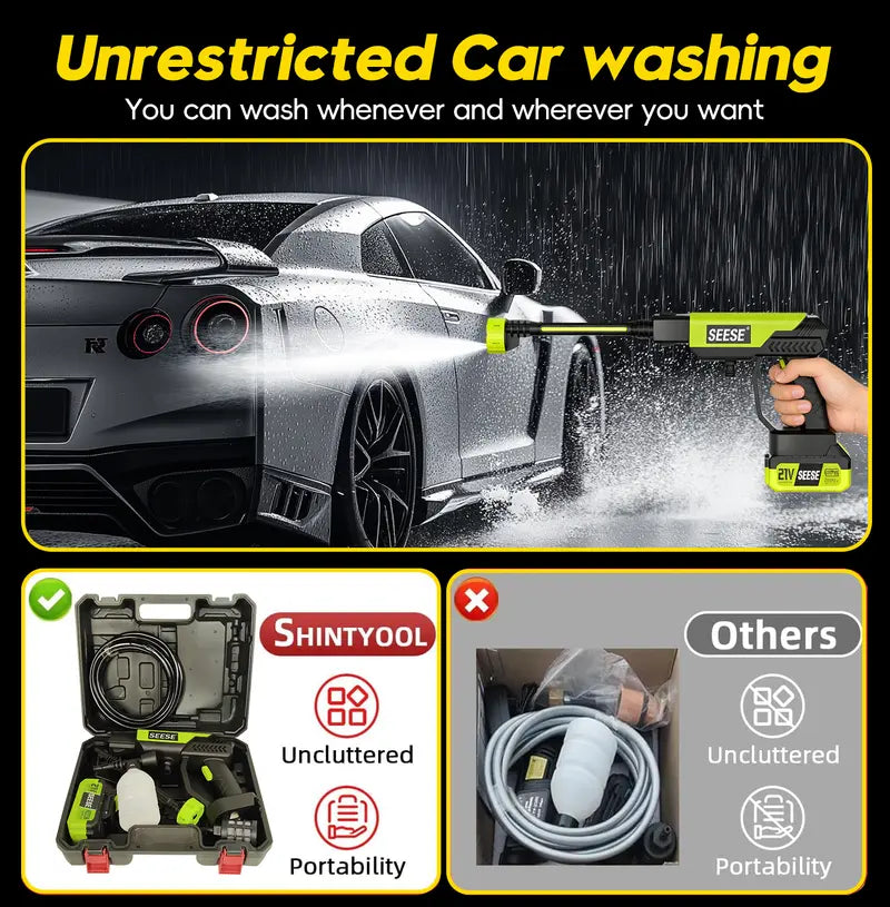 Cordless Pressure Washer with Single Port Charger Base, Bottle‑Portable Electric Power Washer for Car Washing, Household Cleaning, Patio & Garden Watering
