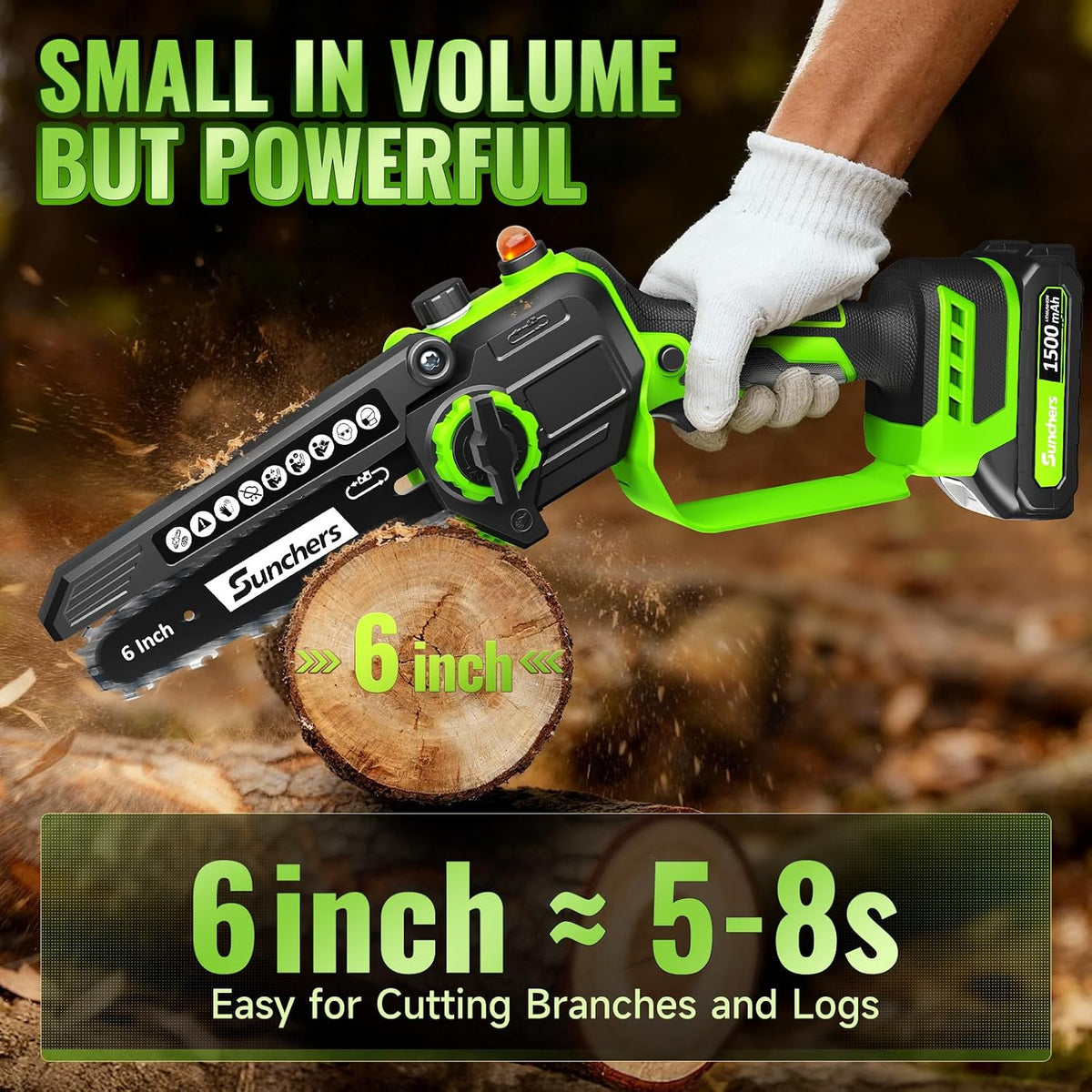 Mini Chainsaw Cordless, 6 Inch Electric Chainsaw with 2 Battery, Handheld Battery Powered Chain Saw with Auto Oiler, Yard Tools Saw for Wood Cutting Tree Cutter, Holiday Day Gift for Men, Dad, Husband