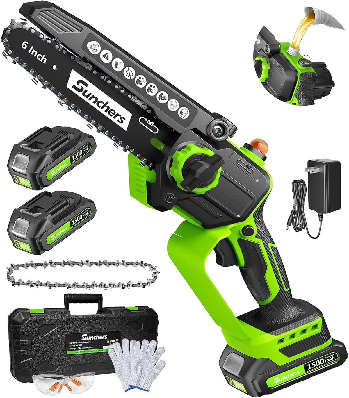 Mini Chainsaw Cordless, 6 Inch Electric Chainsaw with 2 Battery, Handheld Battery Powered Chain Saw with Auto Oiler, Yard Tools Saw for Wood Cutting Tree Cutter, Holiday Day Gift for Men, Dad, Husband