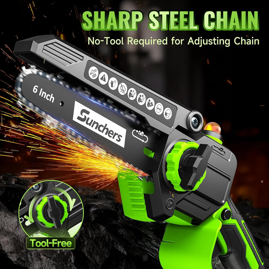Mini Chainsaw Cordless, 6 Inch Electric Chainsaw with 2 Battery, Handheld Battery Powered Chain Saw with Auto Oiler, Yard Tools Saw for Wood Cutting Tree Cutter, Holiday Day Gift for Men, Dad, Husband
