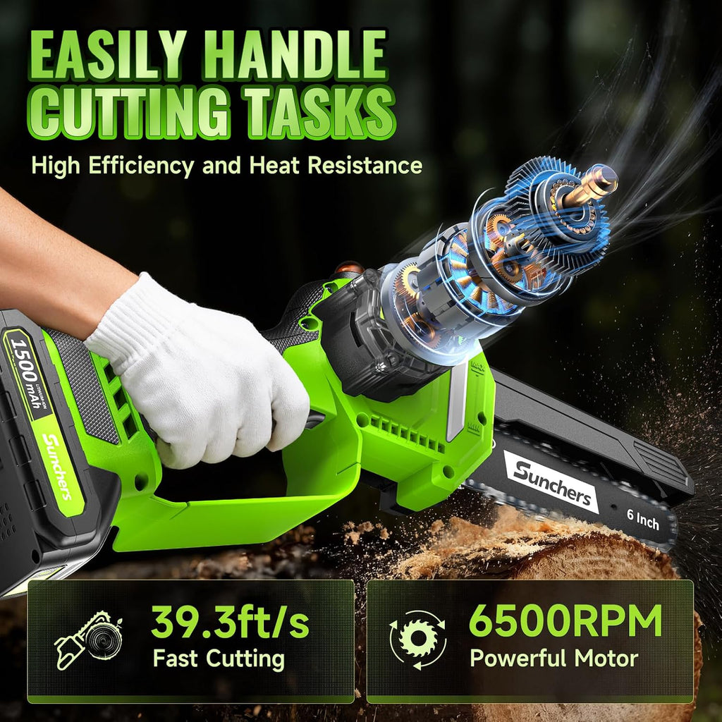 Mini Chainsaw Cordless, 6 Inch Electric Chainsaw with 2 Battery, Handheld Battery Powered Chain Saw with Auto Oiler, Yard Tools Saw for Wood Cutting Tree Cutter, Holiday Day Gift for Men, Dad, Husband