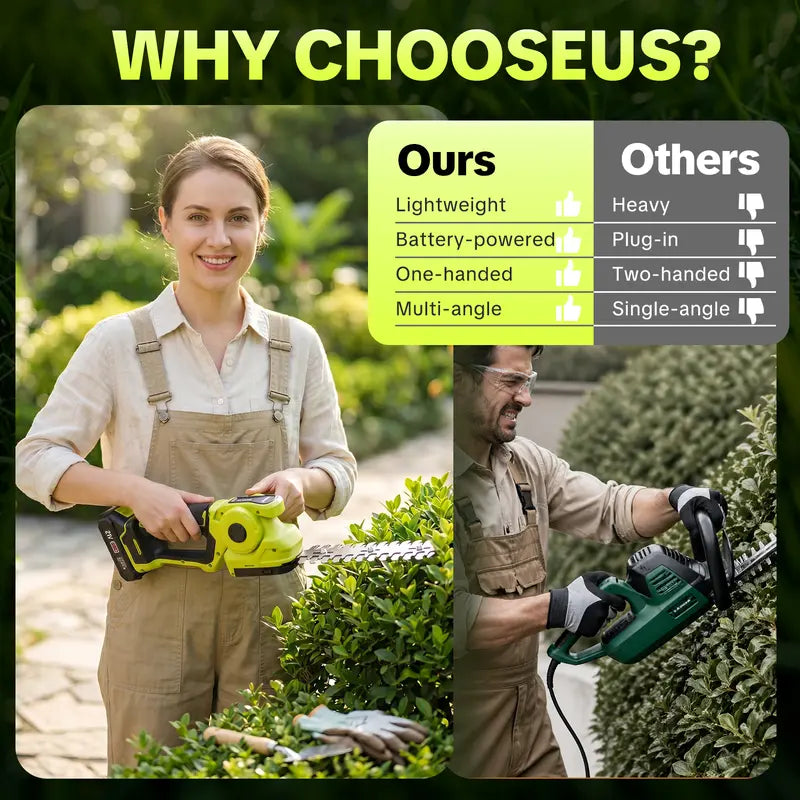🌿2-in-1 Cordless Grass Shear & Hedge Trimmer | Adjustable Head with 2 Batteries for Lawn & Garden Care