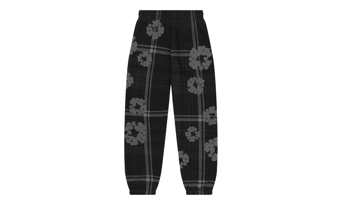 Plaid Cotton Wreath Sweatpants "Black" DT384