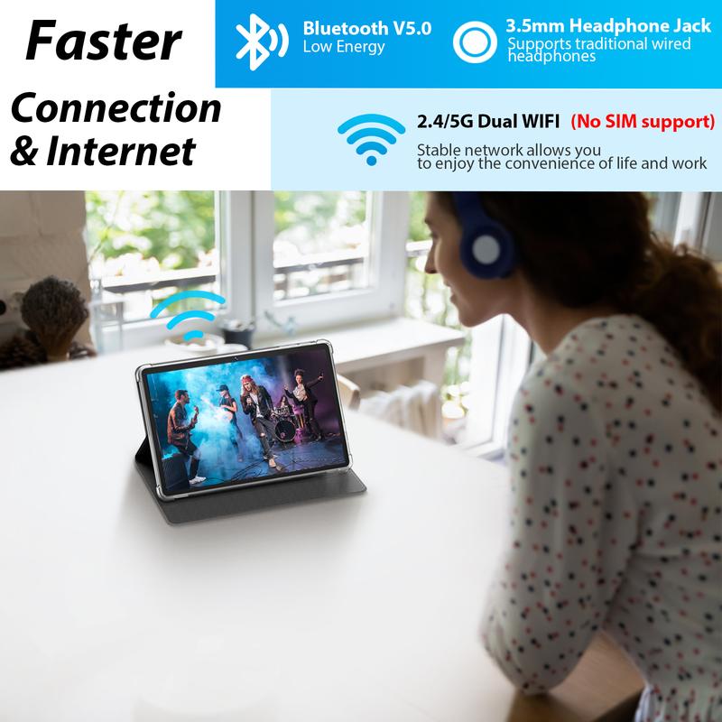 PYNAREL Android 15 Tablet 10.1", 2-in-1 Portable Device, 12GB RAM, Holiday Gift
