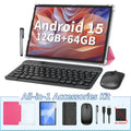 PYNAREL Android 15 Tablet 10.1", 2-in-1 Portable Device, 12GB RAM, Holiday Gift