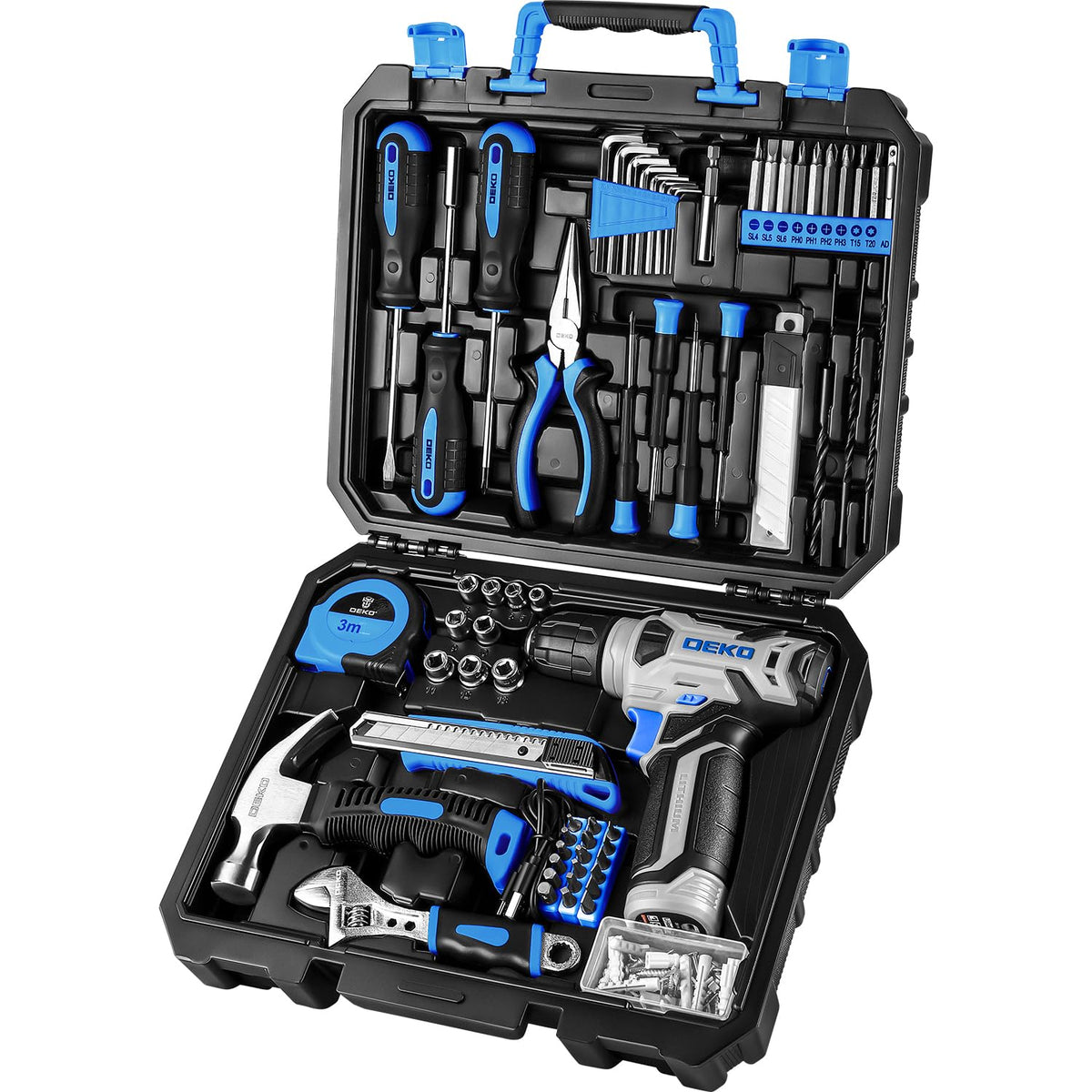 Tool Kit with 8V Cordless Drill,Tool Box with Drill,Hand Drill Set for Men & Women,Home Tool Kits for House Repair,Handyman,DIY 126 Piece
