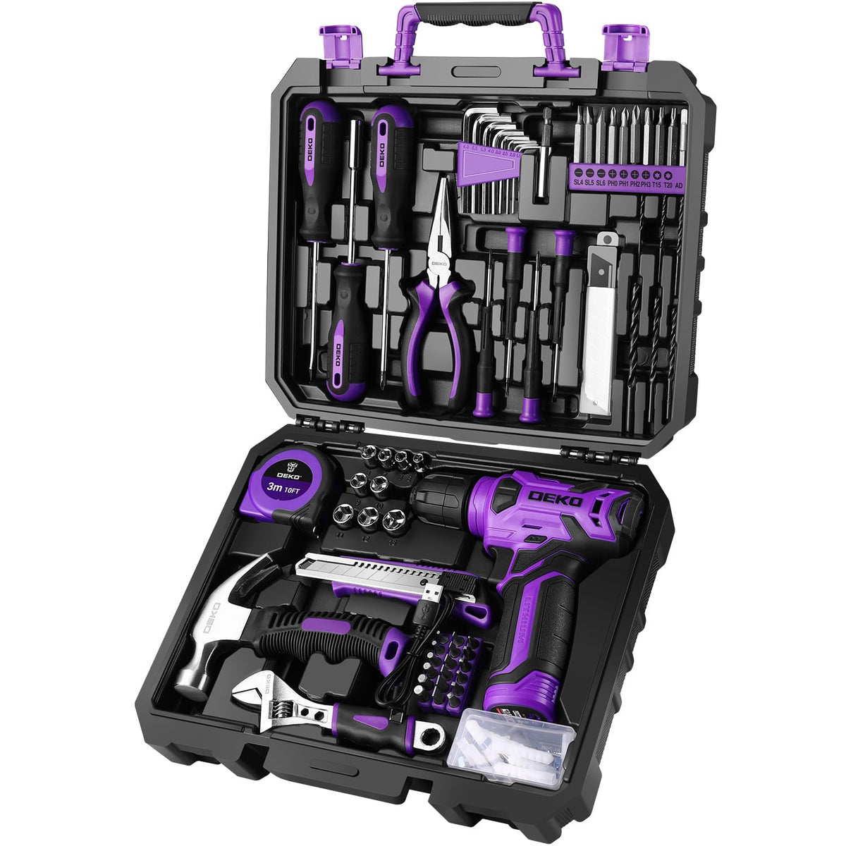 Tool Kit with 8V Cordless Drill,Tool Box with Drill,Hand Drill Set for Men & Women,Home Tool Kits for House Repair,Handyman,DIY 126 Piece