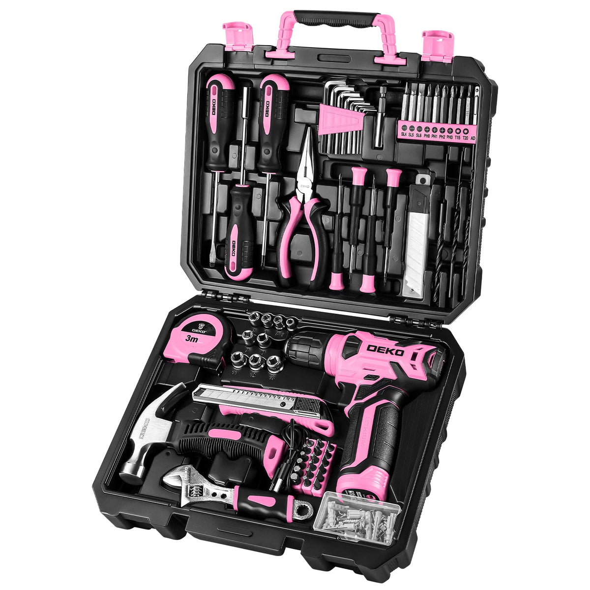 Tool Kit with 8V Cordless Drill,Tool Box with Drill,Hand Drill Set for Men & Women,Home Tool Kits for House Repair,Handyman,DIY 126 Piece