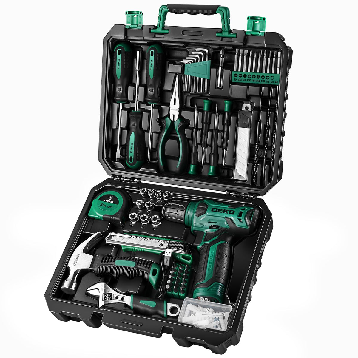 Tool Kit with 8V Cordless Drill,Tool Box with Drill,Hand Drill Set for Men & Women,Home Tool Kits for House Repair,Handyman,DIY 126 Piece