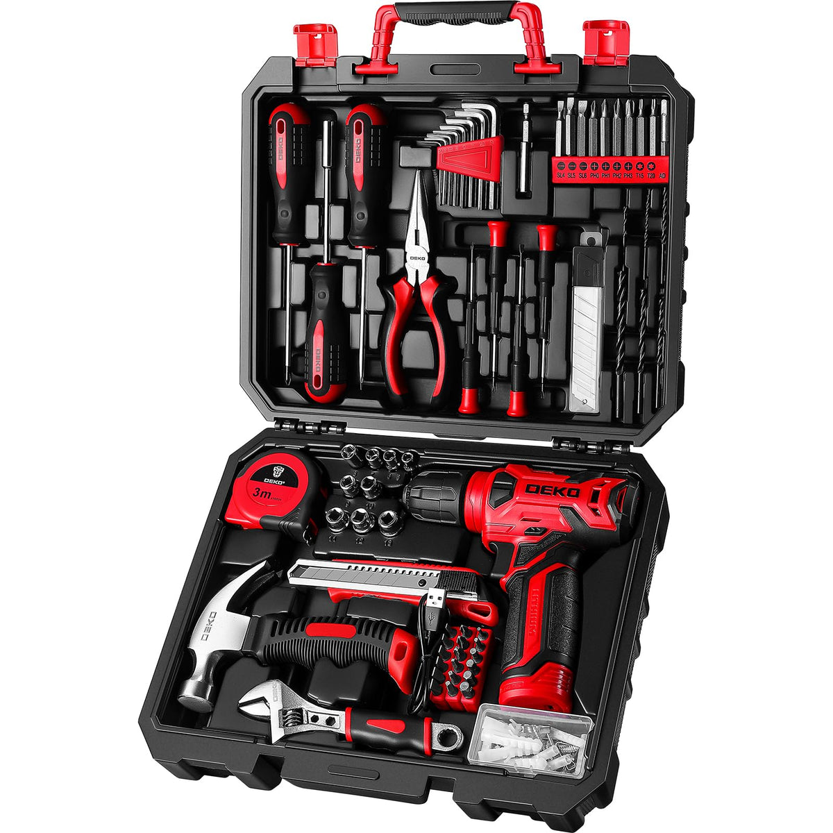 Tool Kit with 8V Cordless Drill,Tool Box with Drill,Hand Drill Set for Men & Women,Home Tool Kits for House Repair,Handyman,DIY 126 Piece