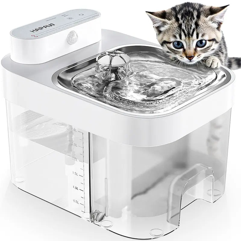Smart Cat Water Fountain - 3L Clean Tank Keeps Water Fresh, Easy-Rinse Separate Tanks Simplify Upkeep, Filter-Free, 2 Flow Modes, Cordless 5000mAh, App Control for Multi-Cat Homes & Busy Owners