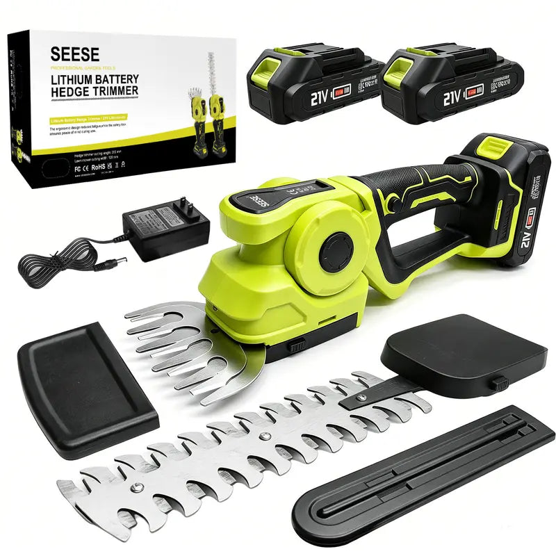 🌿2-in-1 Cordless Grass Shear & Hedge Trimmer | Adjustable Head with 2 Batteries for Lawn & Garden Care