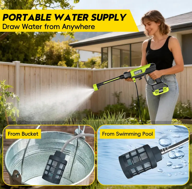 Cordless Pressure Washer with Single Port Charger Base, Bottle‑Portable Electric Power Washer for Car Washing, Household Cleaning, Patio & Garden Watering