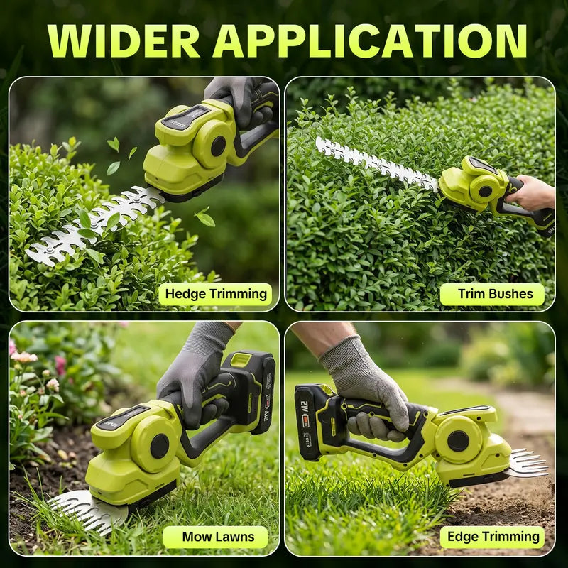 🌿2-in-1 Cordless Grass Shear & Hedge Trimmer | Adjustable Head with 2 Batteries for Lawn & Garden Care