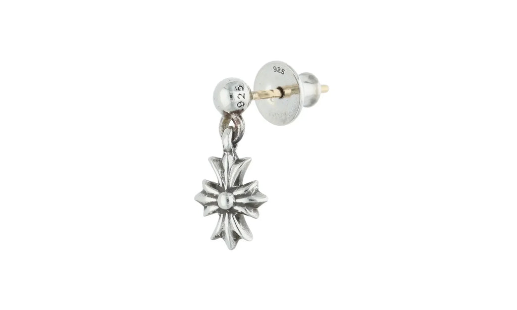 TINY E CROSS EARRING DROP STERLING SILVER "SINGLE EARRING" CHRM0682